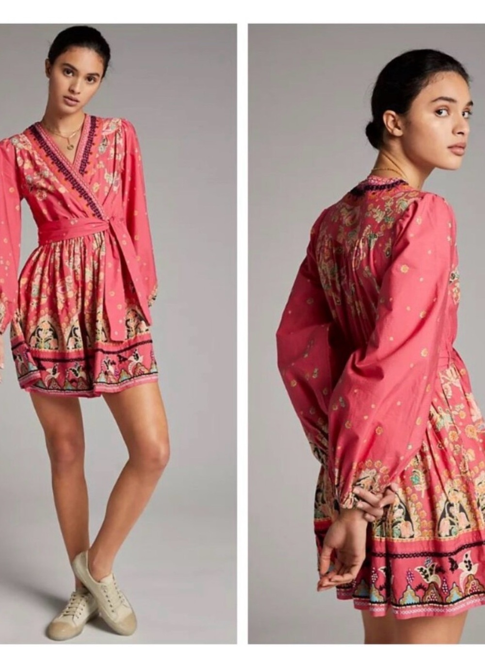 Anthropologie Raquel
Embroidered Mini Fuchsia Printed V-Neck Long-Sleeve dress - Picture 2 of 6